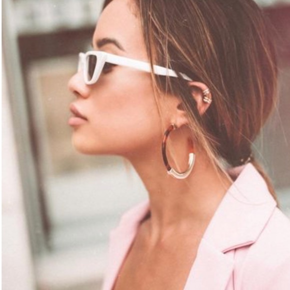 Tortoise Acrylic Hoops with Gold Trim - Picture 3 of 3